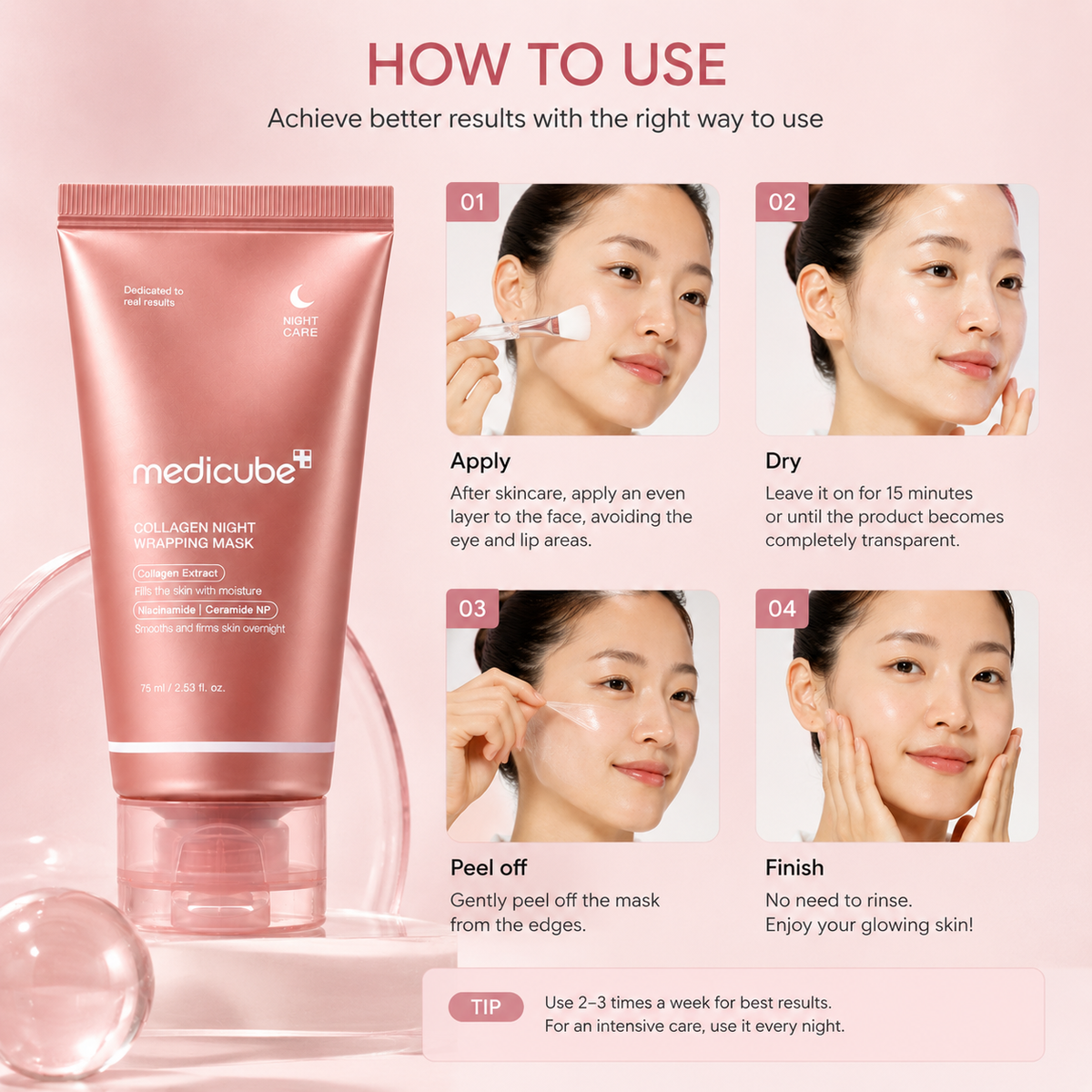 Medicube Pink Therapy Collagen Night Wrapping Face Mask